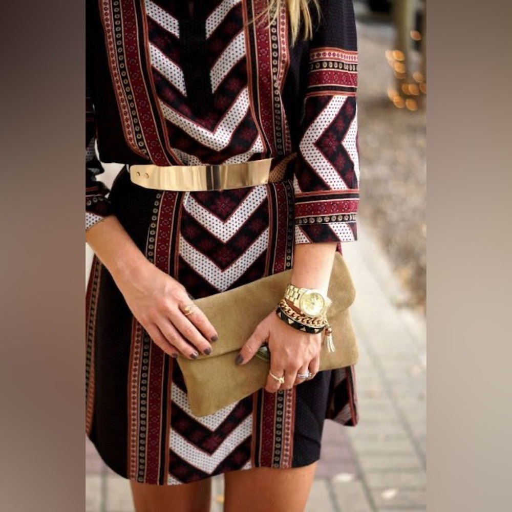 Forever 21 Black and Burgundy Geometric Tunic Dress